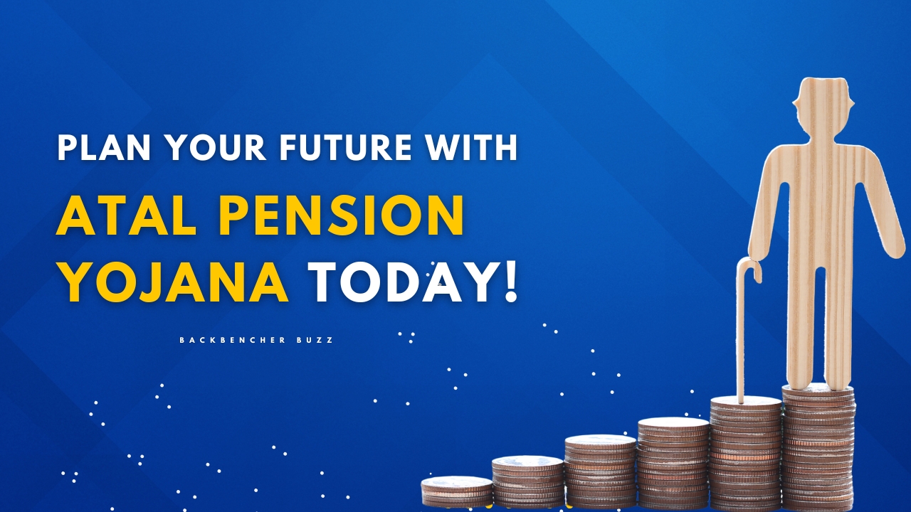 Stacked coins and elderly figure illustrating growth through Atal Pension Yojana