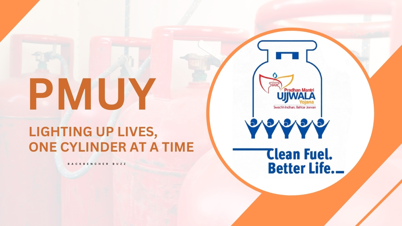 PMUY visual showing LPG cylinders and its mission to light up lives