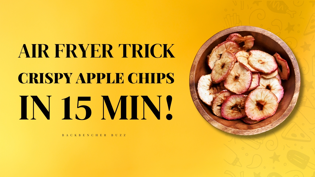Low-glycemic air fryer apple chips diabetic dessert with cinnamon in a basket