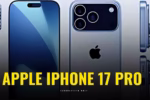 Full view of Apple iPhone 17 Pro showing front, side, and rear design in blue