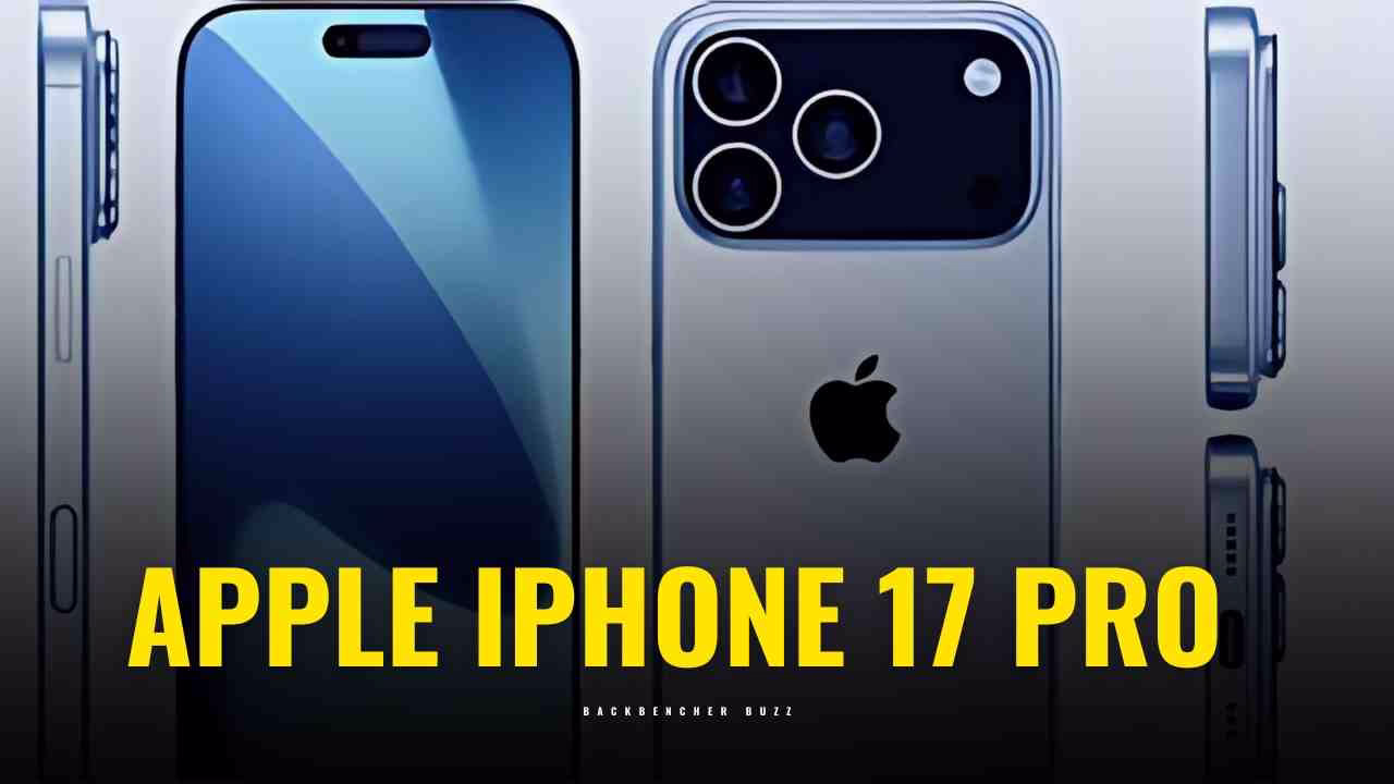 Full view of Apple iPhone 17 Pro showing front, side, and rear design in blue