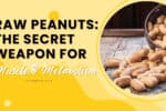 Raw peanuts scattered on a wooden table as a fitness superfood for muscle growth and fat loss