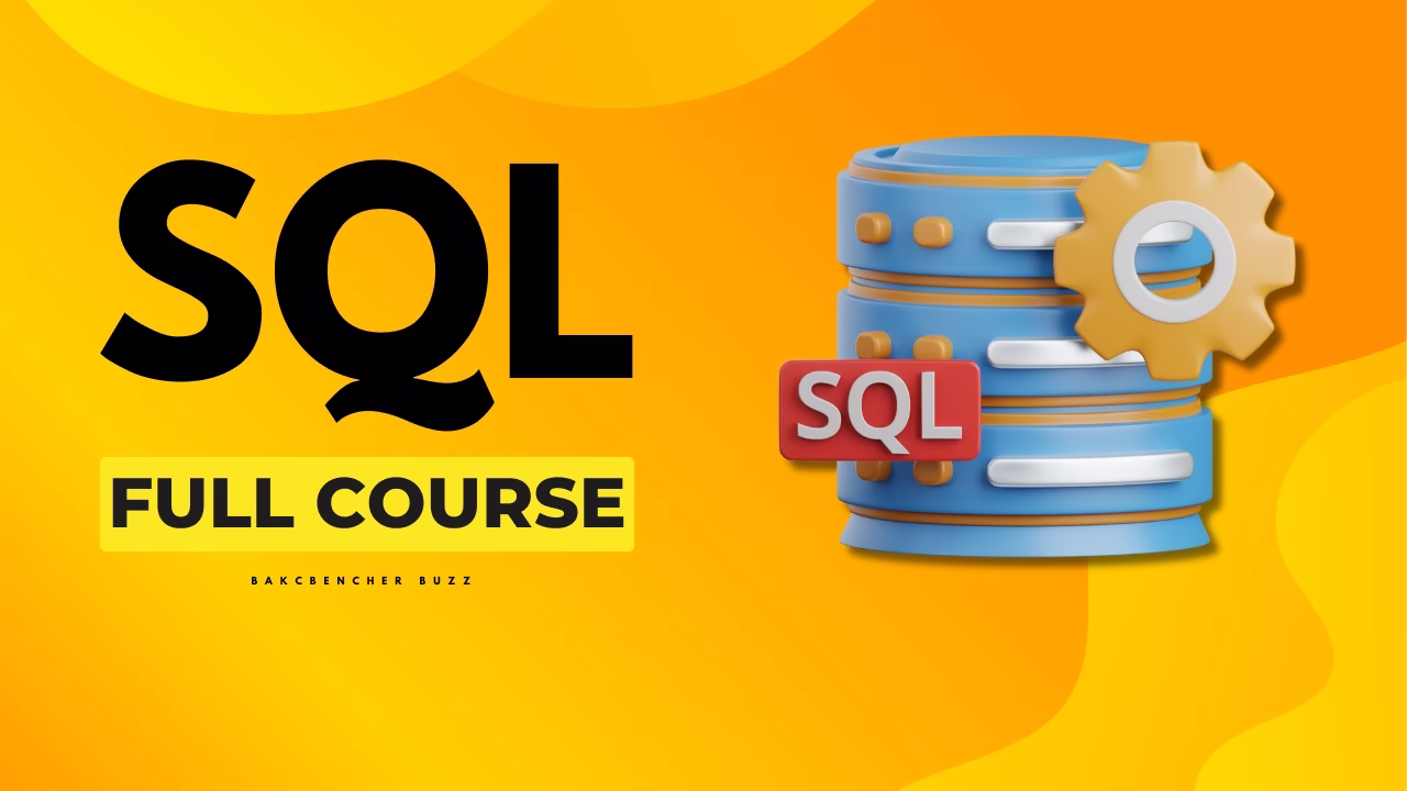 Backbencher Buzz MS SQL Full Course promotional banner with bold typography - beginner to advanced database training