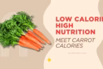 Bright carrots with greens on a vivid red background promoting healthy choices with Carrot Calories