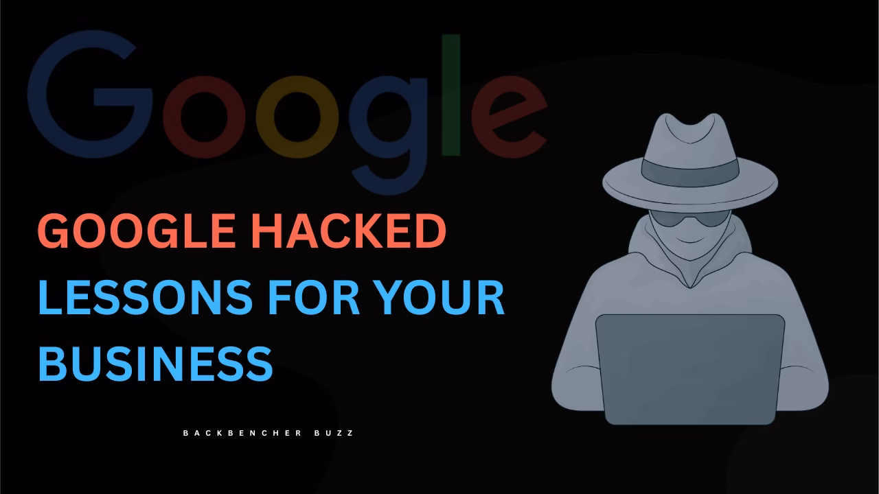 Dark graphic of a hooded hacker at a laptop with “Google Hacked Lessons for Your Business” text overlay