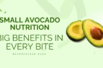 Two small avocado halves with a light green background showcasing small avocado nutrition facts