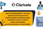 Clarivate job post for Software Engineer – Full Stack, listing qualifications, experience, and Karnataka hybrid location.