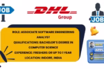 DHL job alert image for Associate Software Engineering Analyst, showing qualifications and Indore location for freshers.