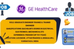 GE Healthcare trainee engineer job summary for freshers in Lucknow and Bengaluru, India.