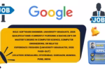 Graphic showing Google Software Engineer Internship 2026 with qualifications and multiple locations across India.