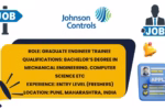 Johnson Controls logo with job details for Graduate Engineer Trainee role in Pune, Maharashtra, India.
