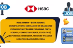 HSBC logo with yellow panel detailing Data Science intern role, qualifications, and Bangalore location.