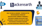 Graphic outlining HackerEarth Technical Engineer internship requirements and location Bangalore.