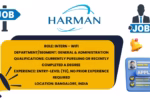 Visual summary of Harman’s Intern – WiFI job listing, including requirements and Bangalore location.