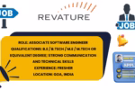 Job summary graphic for Revature’s Associate Software Engineer position, for freshers in Goa, India.