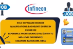 Infineon job graphic showing Software Engineer role, qualifications, experience level, and location details.