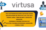 Virtusa logo and job details for Software Developer and Tester freshers in PAN India including Hyderabad and Chennai.Virtusa logo and job details for Software Developer and Tester freshers in PAN India including Hyderabad and Chennai.