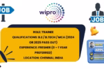 Wipro Trainee job image with qualifications, experience, and Chennai location clearly displayed.