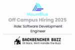 MountBlue Off Campus Hiring 2025 for Software Development Engineer, with Backbencher Buzz logo and tagline.