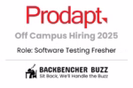 Prodapt Off Campus 2025 hiring announcement for Software Testing Freshers, featuring BackBencher Buzz branding.