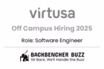 Virtusa Off Campus Hiring 2025 banner for Software Engineer role with Backbencher Buzz logo and tagline.