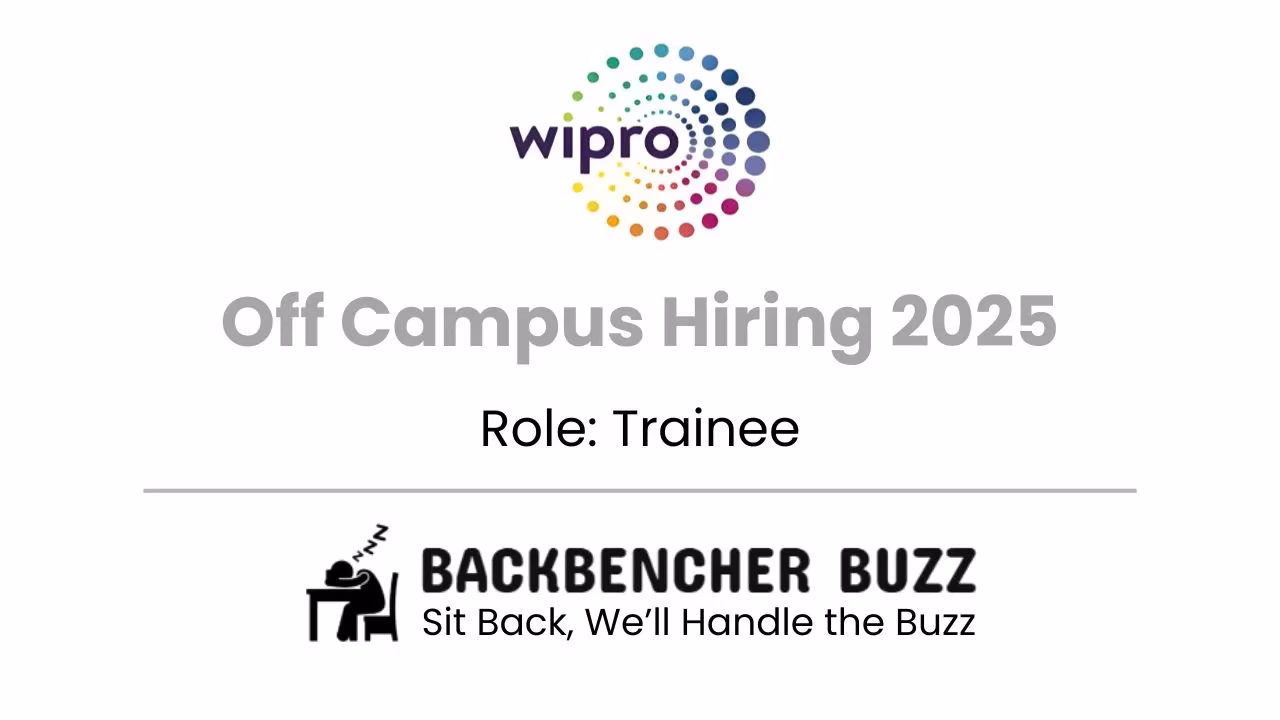Wipro Off Campus Hiring 2025 trainee job announcement with Backbencher Buzz logo and tagline.