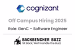 Cognizant Off Campus Hiring 2025 banner for GenC Software Engineer with Backbencher Buzz branding.