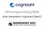 Cognizant Off Campus Hiring 2026 for Generation Cognizant (GenC), with Backbencher Buzz logo.