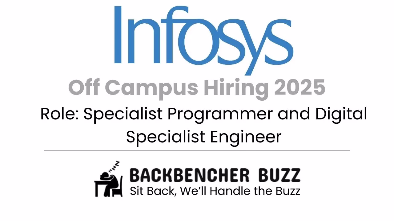 Infosys logo and off campus hiring 2025 notice for Specialist Programmer and Digital Specialist Engineer.