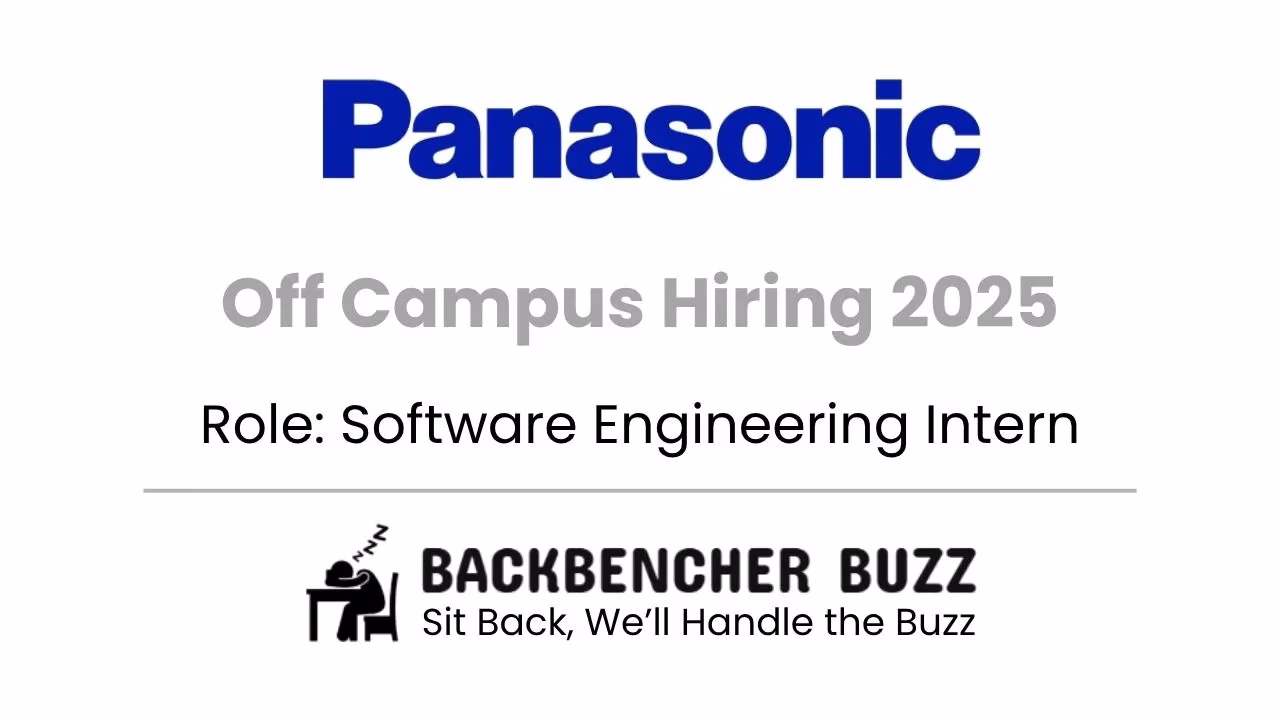 Panasonic Off Campus Hiring 2025 for Software Engineering Intern, with Backbencher Buzz branding.