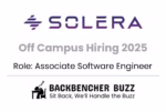 Solera Off Campus Hiring 2025 for Associate Software Engineer, includes Backbencher Buzz branding.