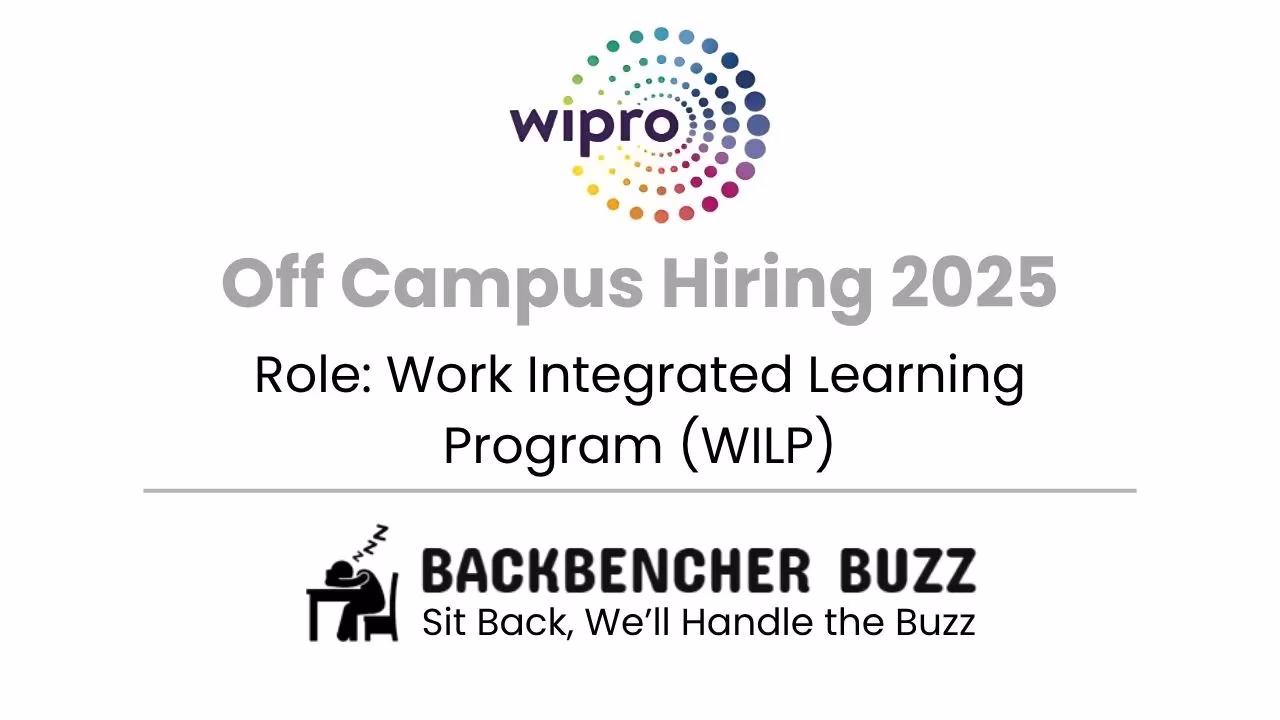 Wipro Off Campus Hiring 2025 announcement for Work Integrated Learning Program (WILP), with Backbencher Buzz logo.