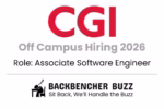 CGI Off Campus Hiring 2026 banner for Associate Software Engineer with Backbencher Buzz logo.