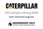 Caterpillar Off Campus Hiring 2025 banner for Software Engineer with Backbencher Buzz branding.