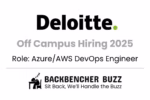 Deloitte Off Campus Hiring 2025 banner for Azure/AWS DevOps Engineer with Backbencher Buzz logo.