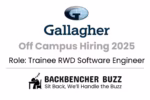Gallagher Off Campus Hiring 2025 banner for Trainee .NET Software Engineer with Backbencher Buzz branding.