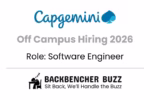 Promotional image for Capgemini Off-Campus Hiring 2026 Software Engineer role, branded by BackbenchBuzz