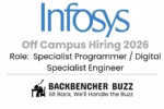 Infosys off campus hiring 2026 banner for Specialist Programmer and Digital Specialist Engineer roles.