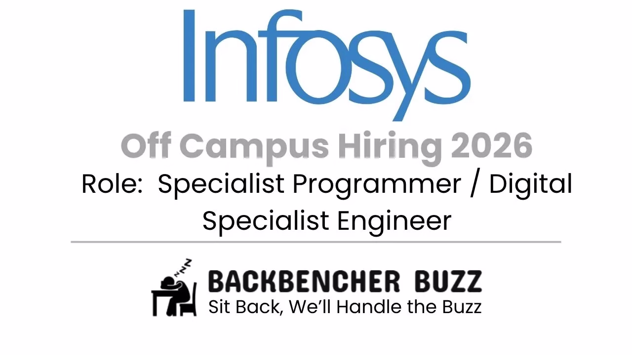 Infosys off campus hiring 2026 banner for Specialist Programmer and Digital Specialist Engineer roles.